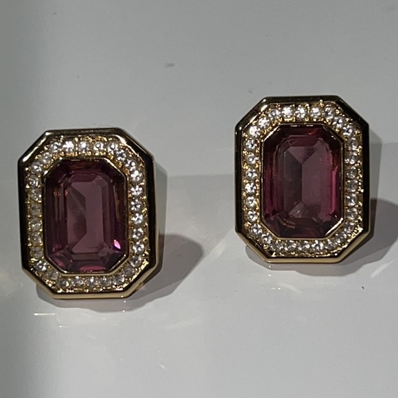 Dior vintage Clip on Earrings Crystal BEAUTIFUL - Picture 3 of 13